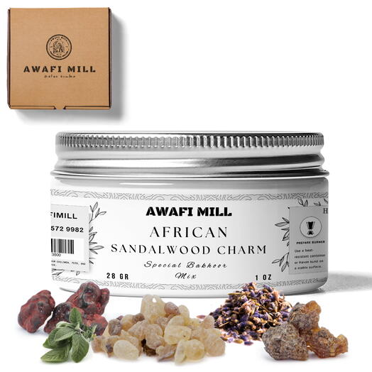 AWAFI MILL African Sandalwood Charm Bakhoor – A Premium Blend for Your Space with a Calming Aroma - Bottle of 170 Grams (6 Oz)