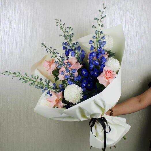 Delphinium Rose Chrysanthemum Bouquet