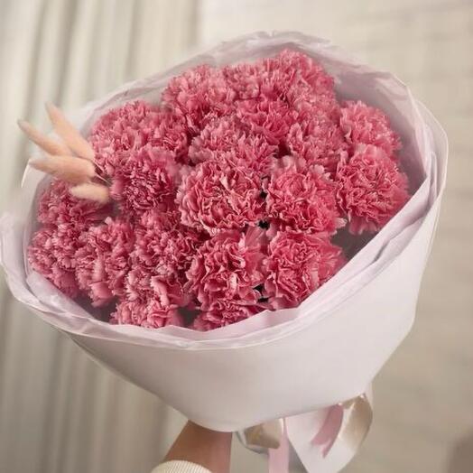 Гвоздика розовая с лагурусом 🎀
