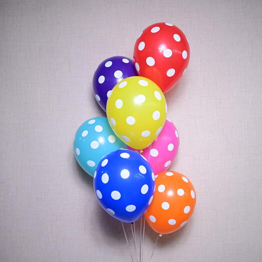 9 Colorful Polka Dots Latex Balloons - 5729