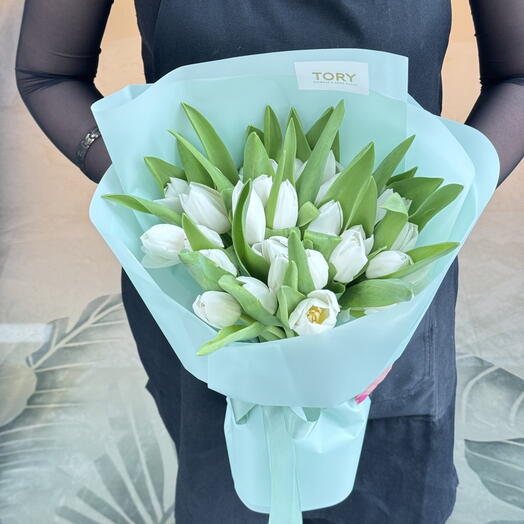 Bouquet of 35 White Tulips