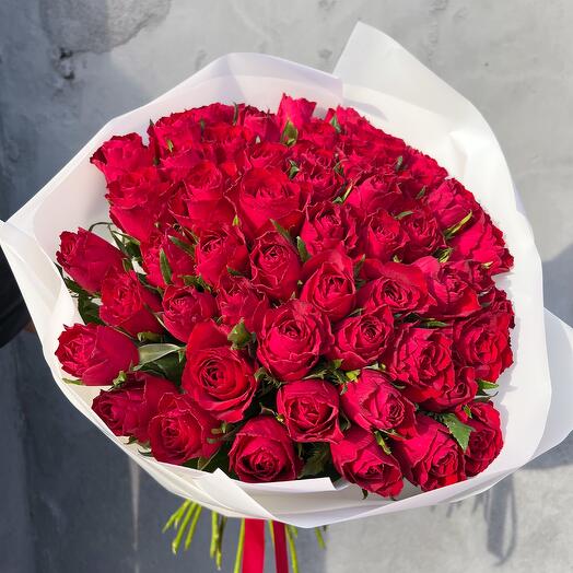 Букет из 51 красной розы 50см