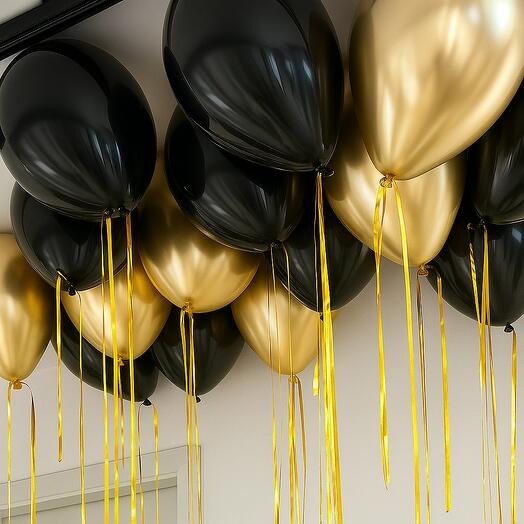 15 шаров черно-золотых