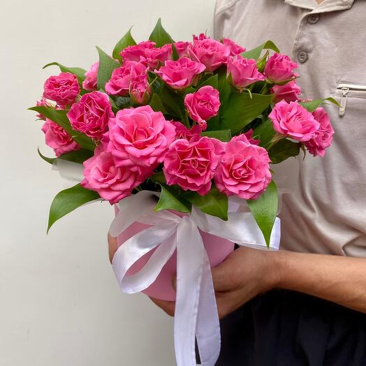 Rosas Rosadas en Caja de sombrero
