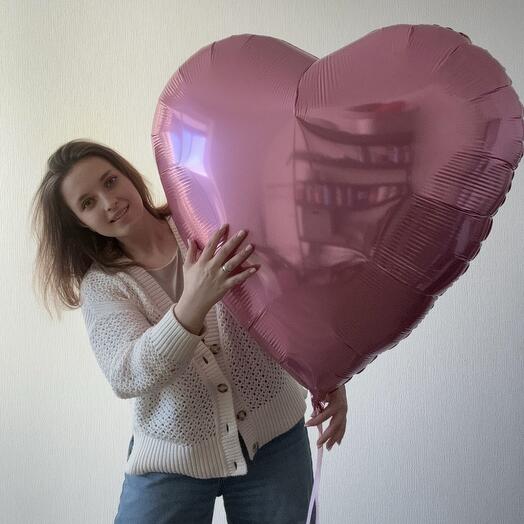Большое сердце для девушки, розовое, 90 см