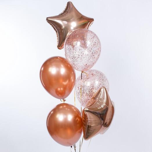 Set 6 Rose gold Balloons with helium