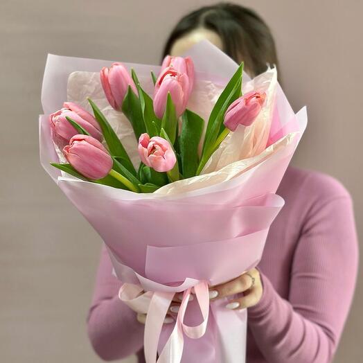 🌷Розовые тюльпаны в упаковке