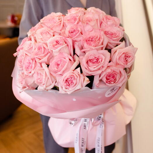 27 пионовидных роз "Pink o hara"