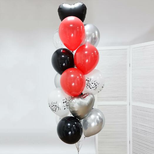 Fountain of balloons "With a black heart"