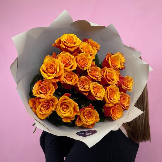 Bouquet of 21 red-orange Roses