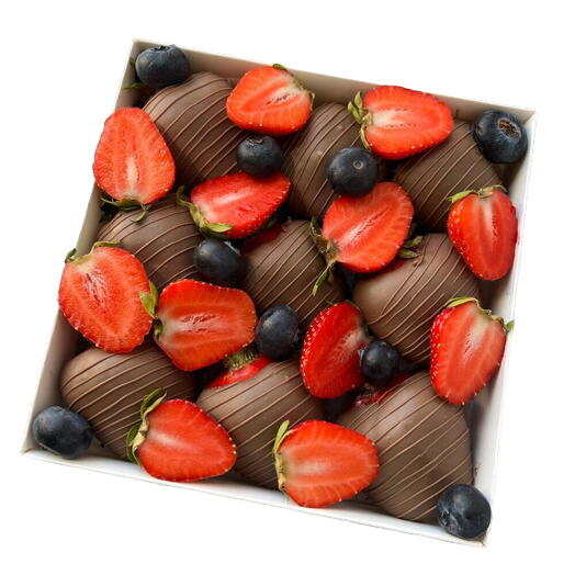 9 Milk Chocolate Covered Strawberries and Blueberries