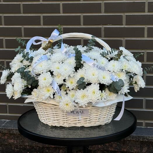 Корзина XL из хризантем