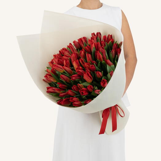 100 Red Tulip Bouquet