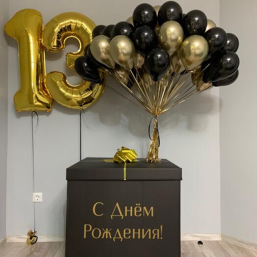 Воздушные шары в большой коробке,с цифрами