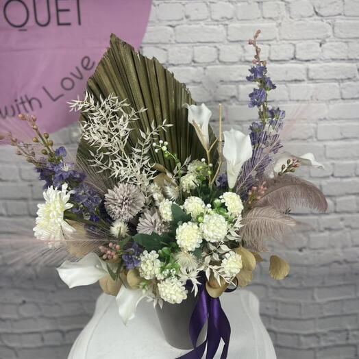 Dried flowers and purple decor