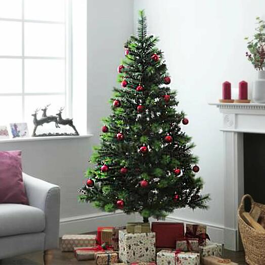 Artificial Christmas Tree with Red Ornaments 150cm