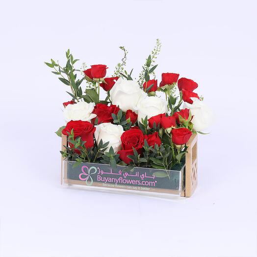 Couple Red and White Roses Arrangement