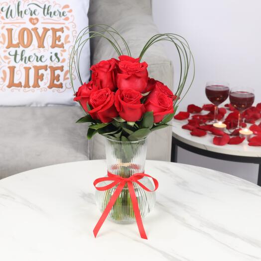 Dear Love 11 Red Roses in Vase