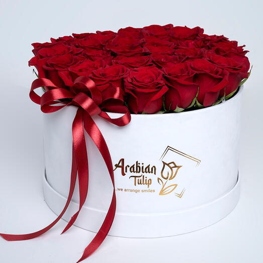 35 Red Roses In A White Velvet Box