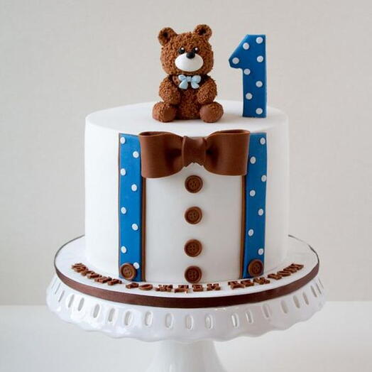 Bear cake theme for baby boy 1st Birthday