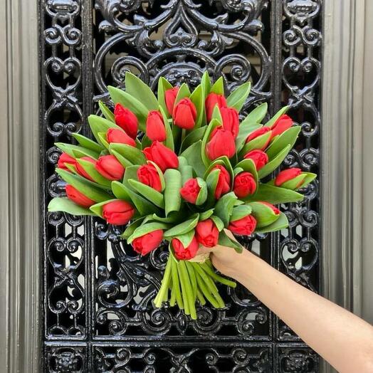 Bouquet of 51 red tulips