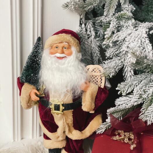 Santa stands in assortment. of 3, red -40 cm