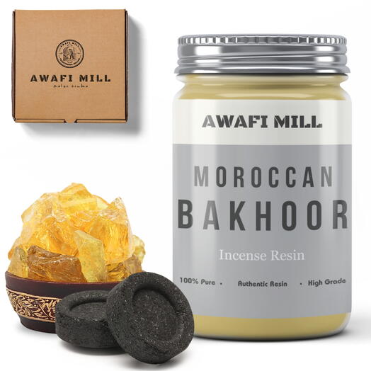 AWAFI MILL Moroccan Bakhoor | Charcoal Tablet - Bottle of 100 Gram with 20 Charcoal Piece