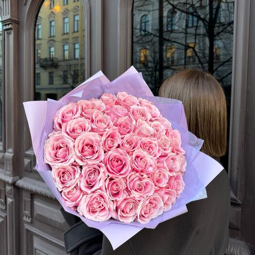 35 Розовых Роз 60см