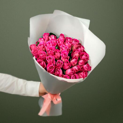 Букет Летняя сказка (розовые розы 35 шт) Кения 40 см