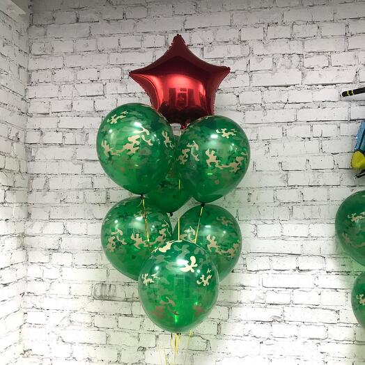 Red star and camouflage balloons