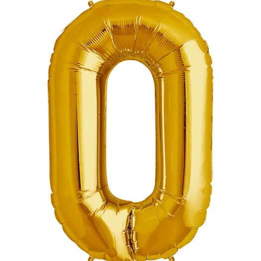 GOLD GIANT FOIL NUMBER BALLOON - 0