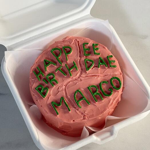 Бенто торт розовый на день рождения с надписью «happe birthday» торт для Гарри от хагрида