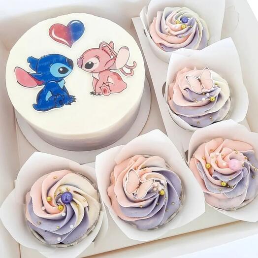 STITCH cake and cupcakes set 5 pcs