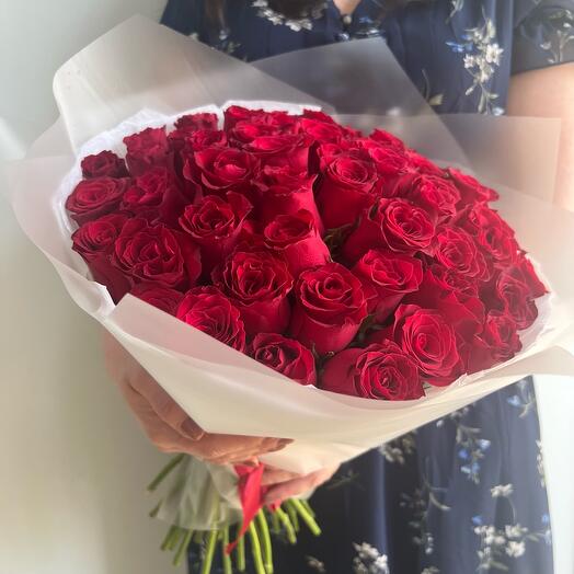 Bouquet 51 red roses (Kenya) in a stylish package