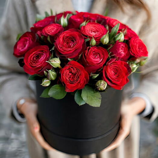 Red roses in a box