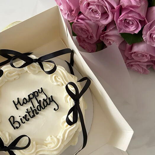 Cake with bouquet