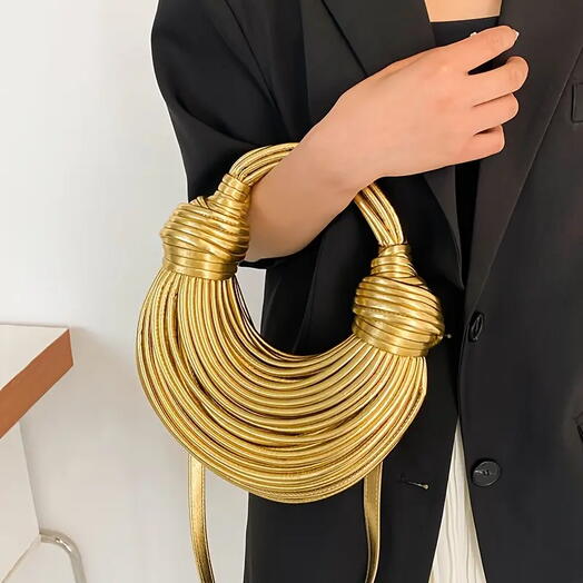 Golden Luxe – Braided Statement Handbag