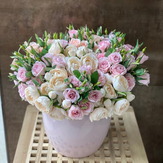 Искусственная композиция из роз 💚💜💙