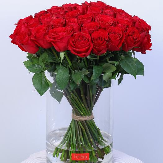 51 Red Roses Vase