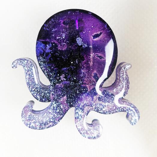 Epoxy brooch "Octopus"