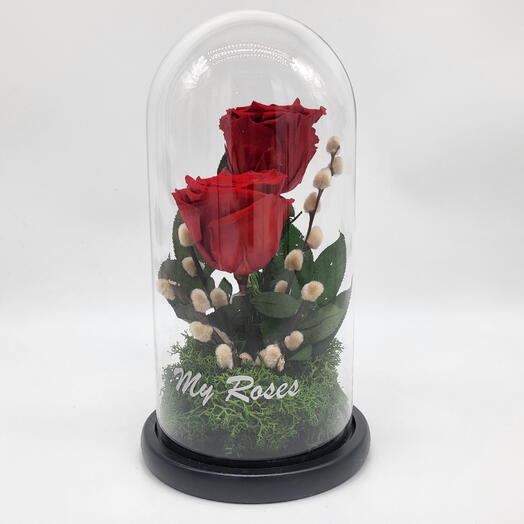 Twin Red Forever Roses (Medium)