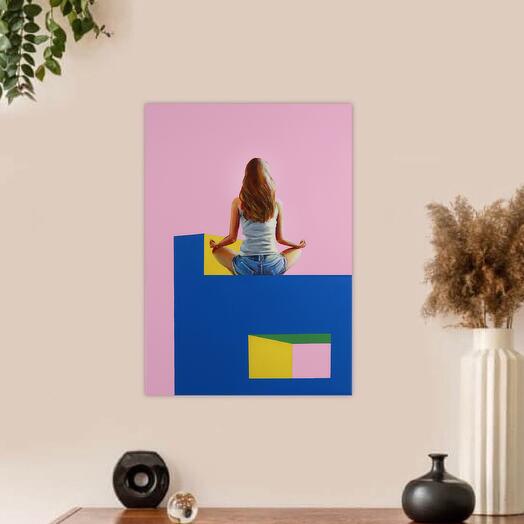 Картина с девушкой "Девочка и йога" 50x70 см, холст
