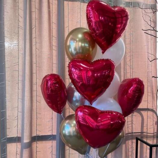 🌷Фонтан «Великолепное настроение» из 5 фольгированных и 8 латексных шаров