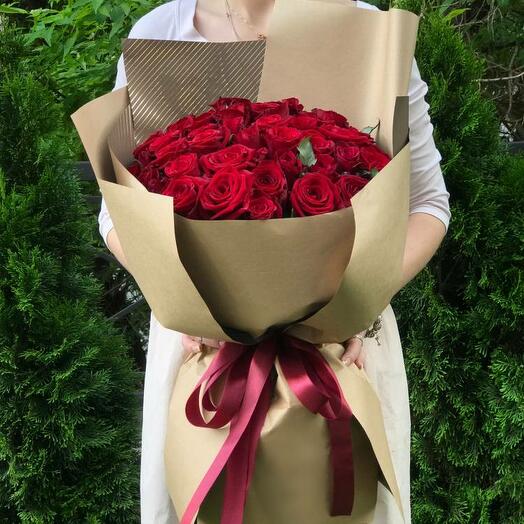 Bouquet of 51 red roses "Symbol of love"