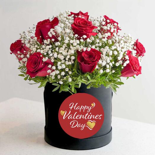 21 Red Roses In Valentines Day Box