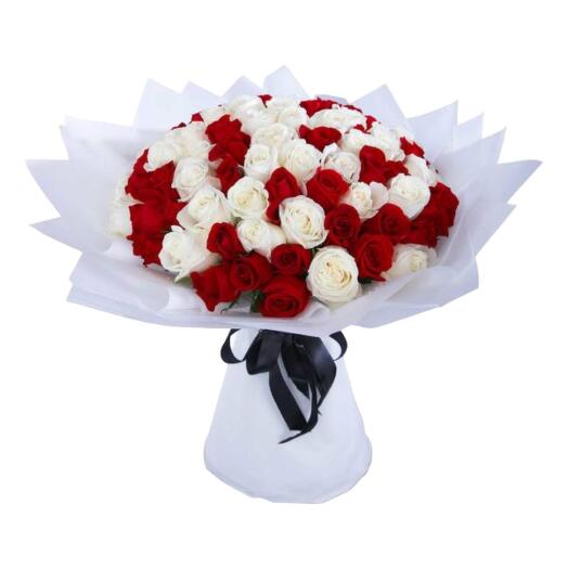 101 Red and White Rose Bouquet