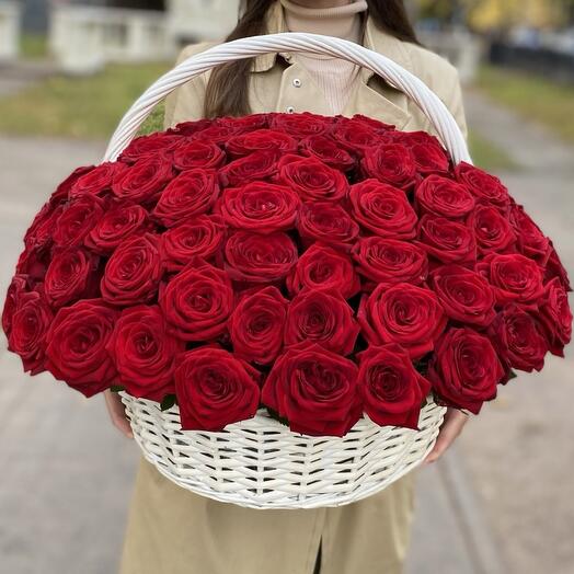 101 красная роза в корзине «Pretty women»🌹