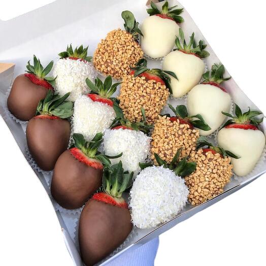 Chocolate strawberries with walnut decoration