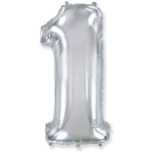 Цифра 1 из фольги "Серебро", 100см