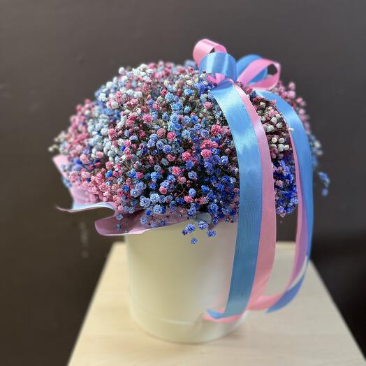 Цветы в коробке гипсофила радуга